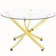 Pemberly Row Round 46-Inch Tempered Glass Top Dining Table in Brass