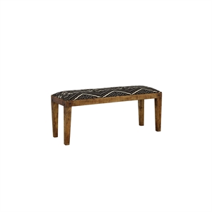 Pemberly Row Fabric Upholstered Accent Bench in Black and Natural