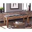 Pemberly Row Fabric Upholstered Accent Bench in Black and Natural