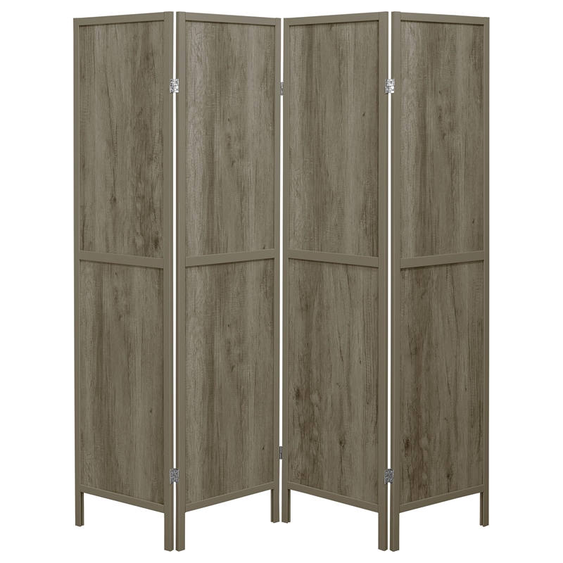 Pemberly Row 4-Panel Room Divider Folding Screen in Grey Driftwood