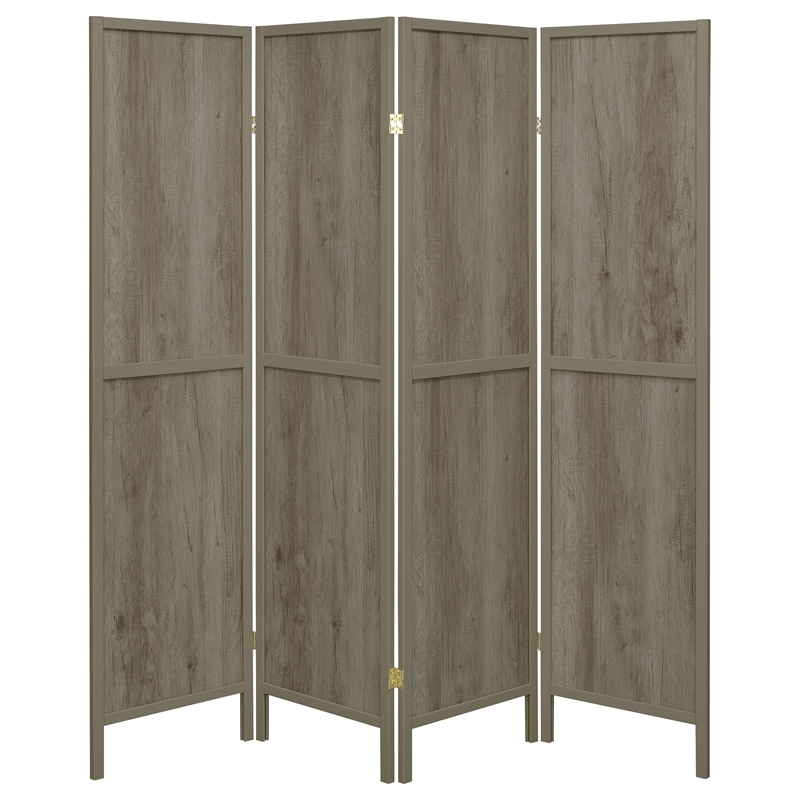 Pemberly Row 4-Panel Room Divider Folding Screen in Grey Driftwood