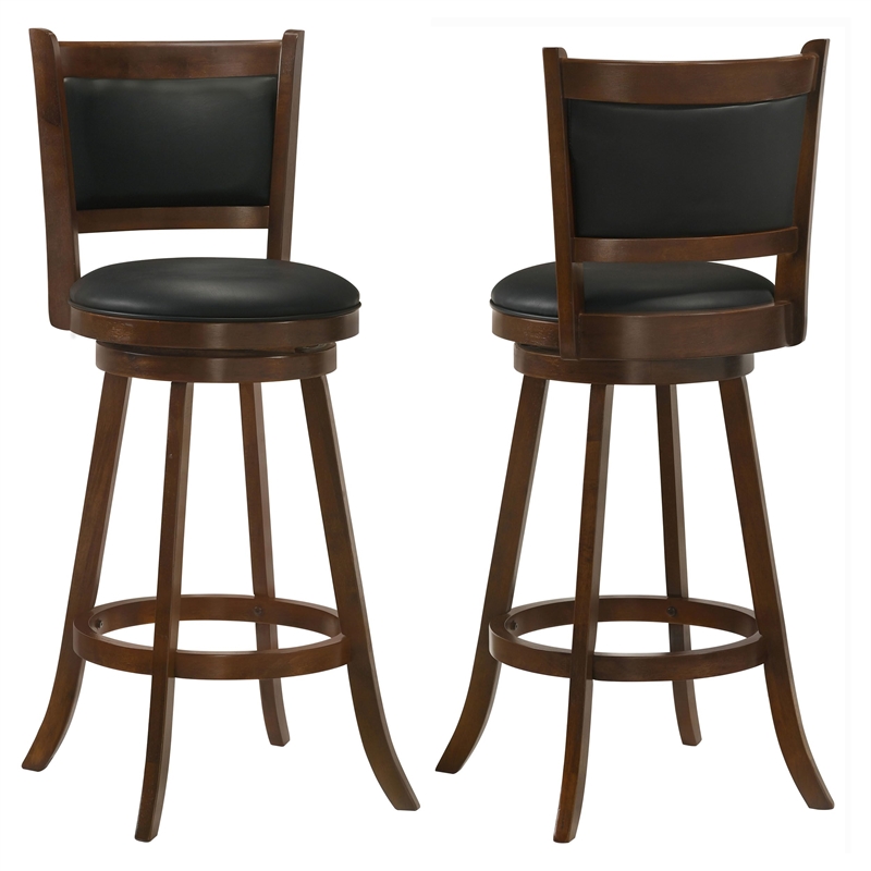 Pemberly Row 2-Piece Upholstered Swivel Bar Chair Set in Chestnut