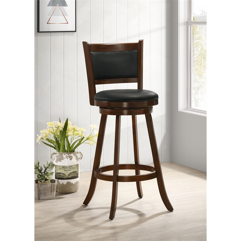 Pemberly Row 2-Piece Upholstered Swivel Bar Chair Set in Chestnut