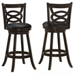 Pemberly Row 2-Piece Open-Back Wood Swivel Bar Chair Set in Cappuccino