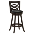 Pemberly Row 2-Piece Open-Back Wood Swivel Bar Chair Set in Cappuccino