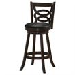 Pemberly Row 2-Piece Open-Back Wood Swivel Bar Chair Set in Cappuccino