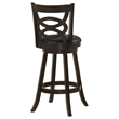 Pemberly Row 2-Piece Open-Back Wood Swivel Bar Chair Set in Cappuccino
