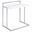 Pemberly Row Rectangular C-Shaped Sofa Side Table in White High Gloss
