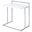 Pemberly Row Rectangular C-Shaped Sofa Side Table in White High Gloss