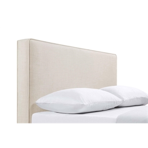 Pemberly Row Upholstered Queen or Full Panel Headboard in Sand