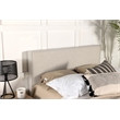 Pemberly Row Upholstered Queen or Full Panel Headboard in Sand