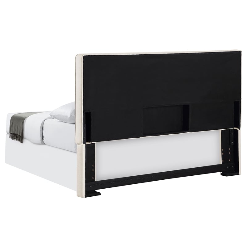 Pemberly Row Upholstered Queen or Full Panel Headboard in Sand