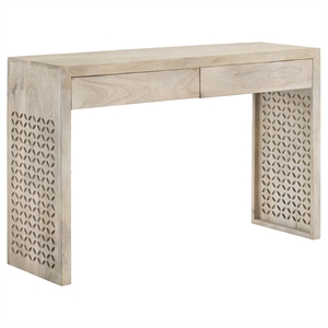 Pemberly Row 2-Drawer Wood Entryway Console Table in White Washed