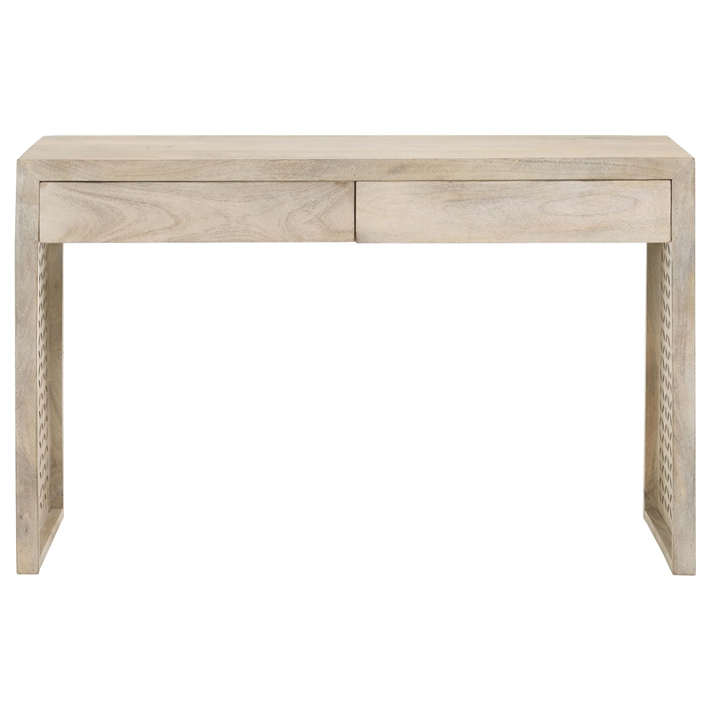 Pemberly Row 2-Drawer Wood Entryway Console Table in White Washed