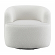 Pemberly Row Faux Sheepskin Upholstered Swivel Chair in Natural