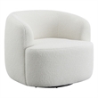 Pemberly Row Faux Sheepskin Upholstered Swivel Chair in Natural