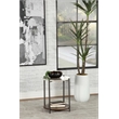 Pemberly Row Round Marble Top Accent Side Table in White and Gunmetal