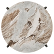 Pemberly Row Round Marble Top Accent Side Table in White and Gunmetal