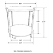 Pemberly Row Round Marble Top Accent Side Table in White and Gunmetal