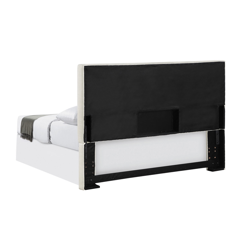 Pemberly Row Foam Padded Upholstered King Panel Headboard in Sand