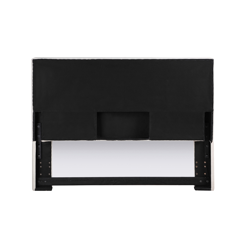 Pemberly Row Foam Padded Upholstered King Panel Headboard in Sand