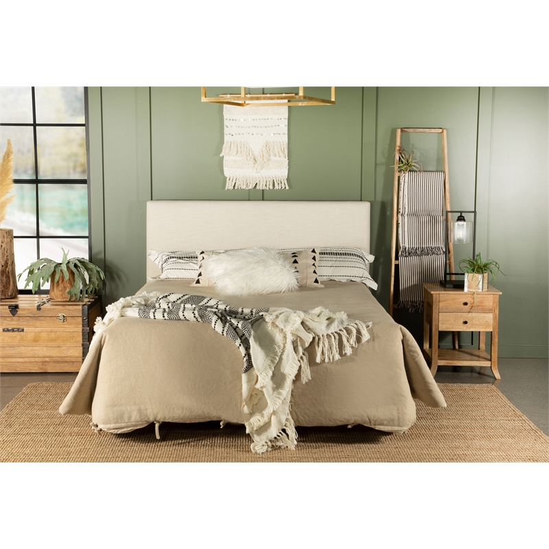 Pemberly Row Foam Padded Upholstered King Panel Headboard in Sand