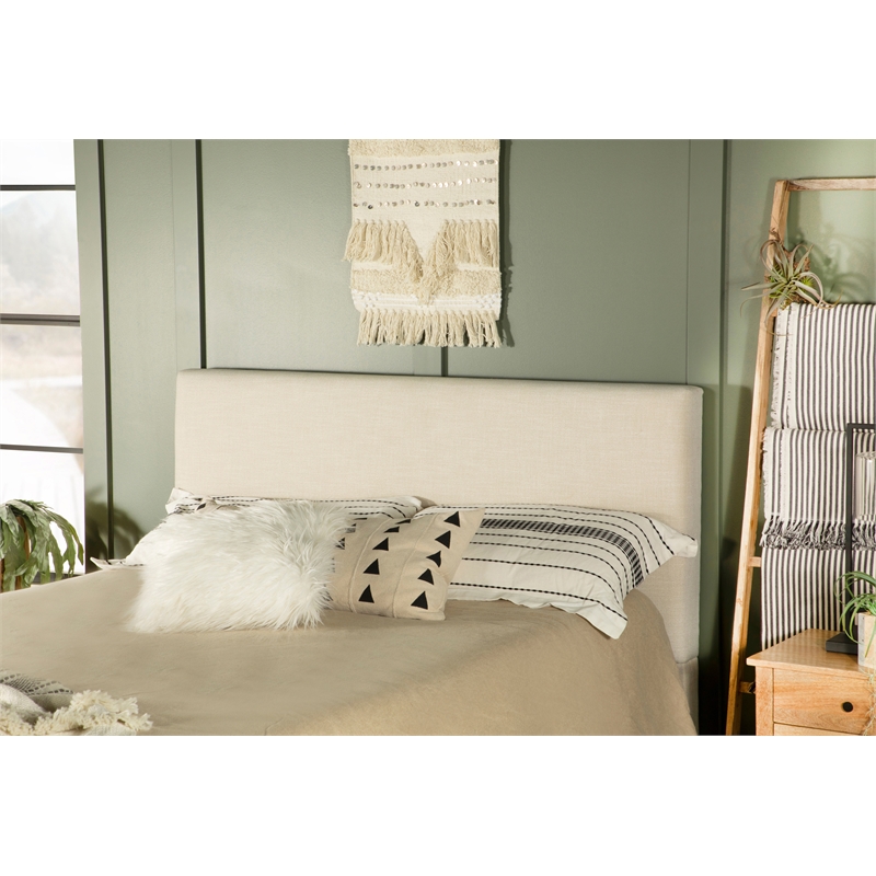 Pemberly Row Foam Padded Upholstered King Panel Headboard in Sand
