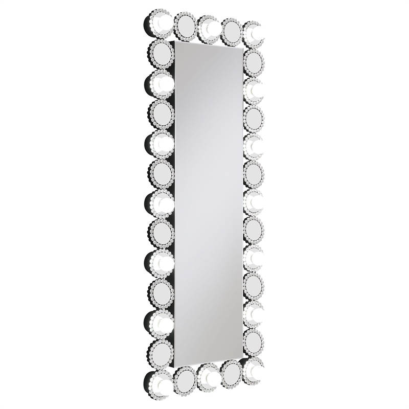 Pemberly Row 24 x 62 Inch Wall Mirror with Lighting in Silver