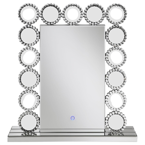 Pemberly Row 7-Bulb LED Lighted Tabletop Vanity Mirror in Silver