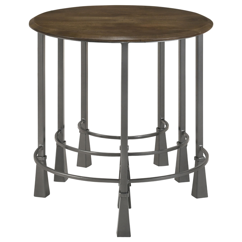 Pemberly Row 3-piece Round Nesting Table Set in Natural and Gunmetal