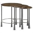 Pemberly Row 3-piece Round Nesting Table Set in Natural and Gunmetal