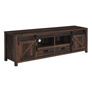 Pemberly Row 2-door Engineered Wood 79-inch TV Stand in Dark Pine