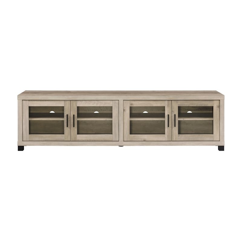 Pemberly Row 4-door Engineered Wood 79-inch TV Stand in Distressed Pine