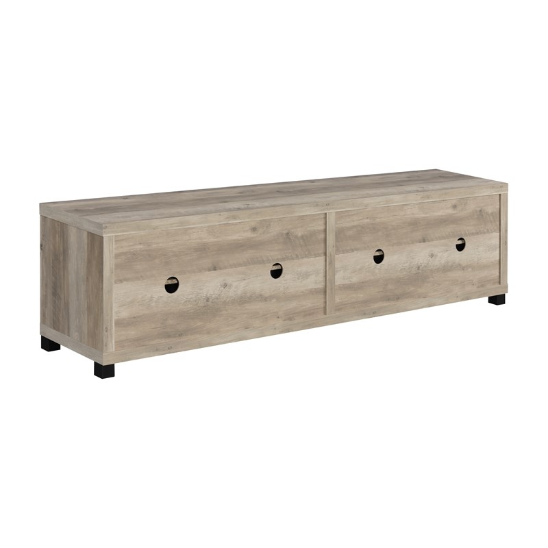 Pemberly Row 4-door Engineered Wood 79-inch TV Stand in Distressed Pine