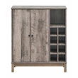 Pemberly Row 2-Doors Home Bar Wine Cabinet in Weathered Acacia