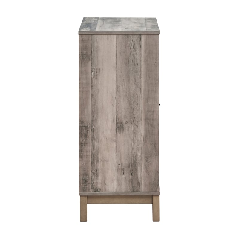 Pemberly Row 2-Doors Home Bar Wine Cabinet in Weathered Acacia