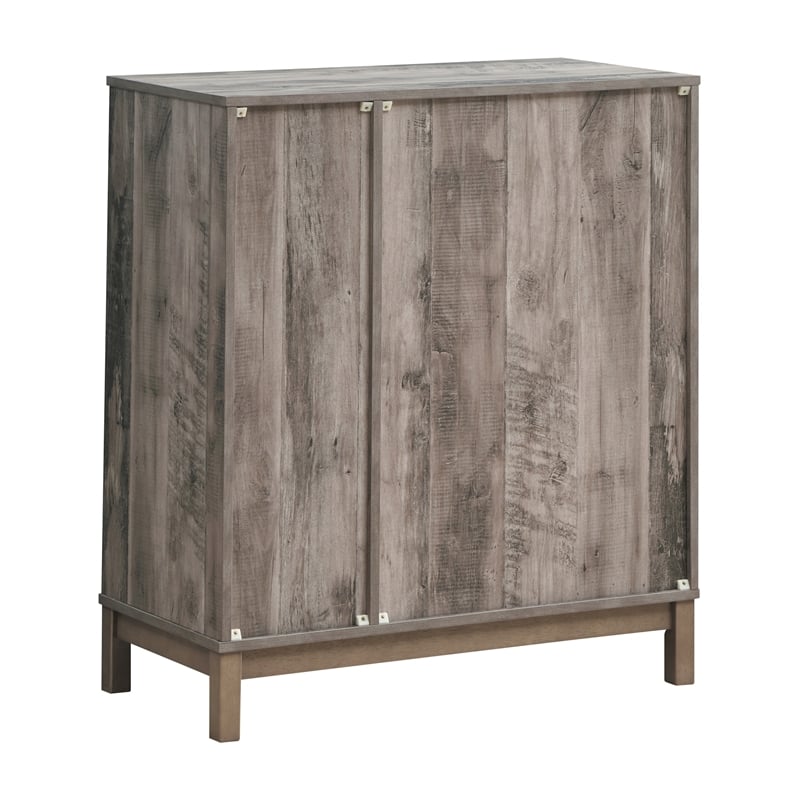 Pemberly Row 2-Doors Home Bar Wine Cabinet in Weathered Acacia