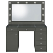 Pemberly Row 7-drawer Vanity Set with Lighting in Grey High Gloss