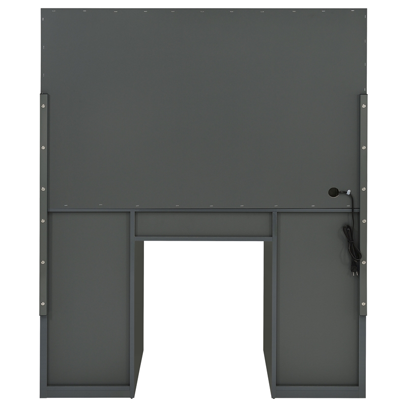 Pemberly Row 7-drawer Vanity Set with Lighting in Grey High Gloss