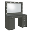 Pemberly Row 7-drawer Vanity Set with Lighting in Grey High Gloss