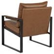Pemberly Row Upholstered Faux Leather Track Arm Accent Chair in Brown