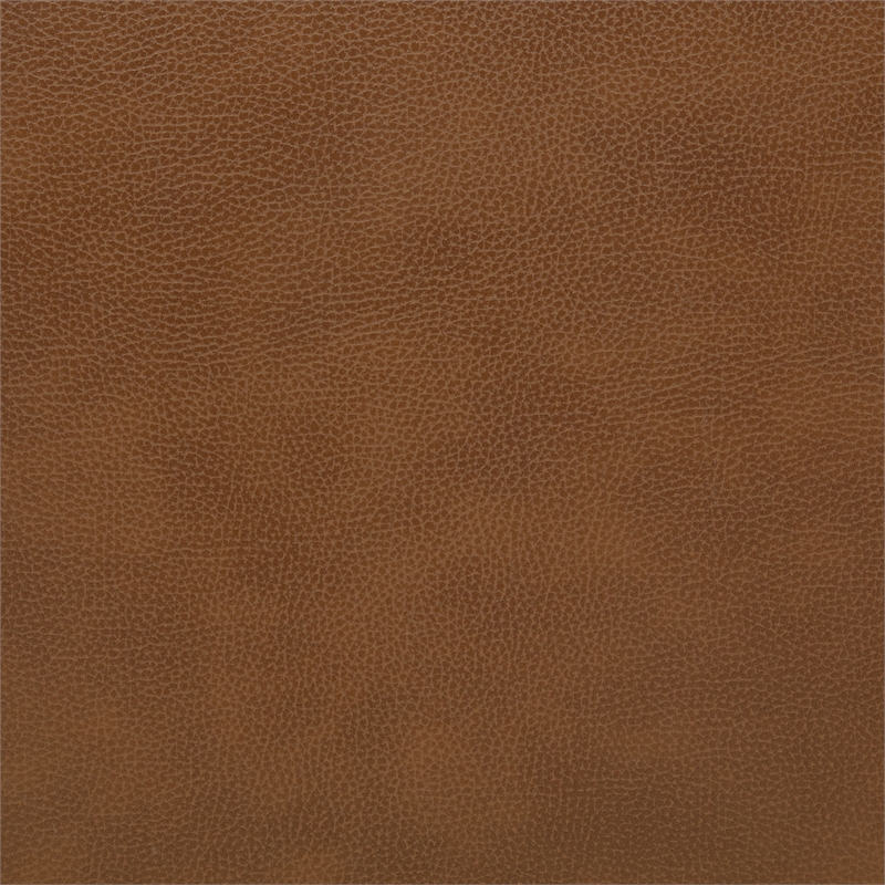Pemberly Row Upholstered Faux Leather Track Arm Accent Chair in Brown