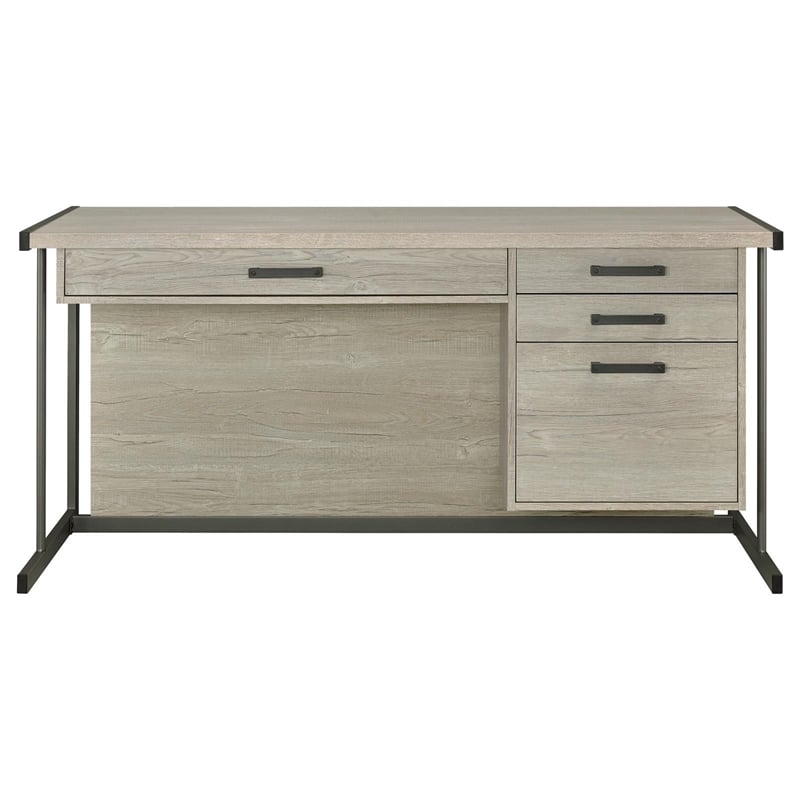 Pemberly Row 60-inch 4-drawer Computer Desk in Whitewashed Grey