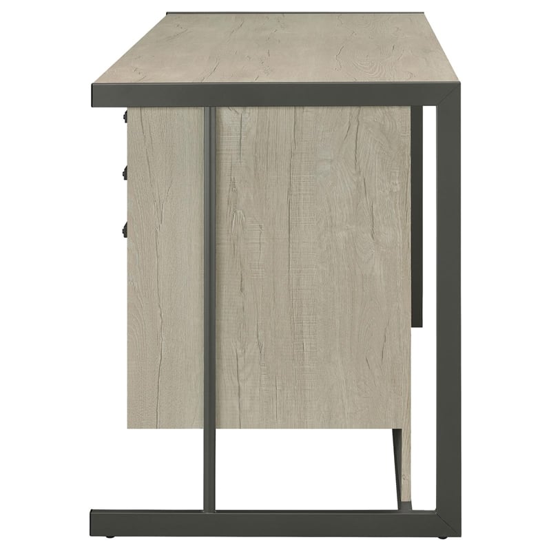 Pemberly Row 60-inch 4-drawer Computer Desk in Whitewashed Grey