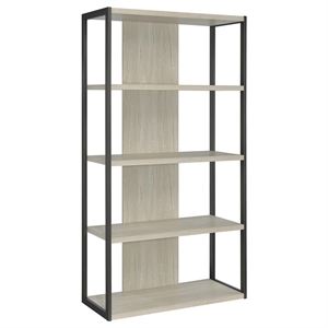 Pemberly Row 72-inch 4-shelf Engineered Wood Bookshelf in Whitewashed Grey
