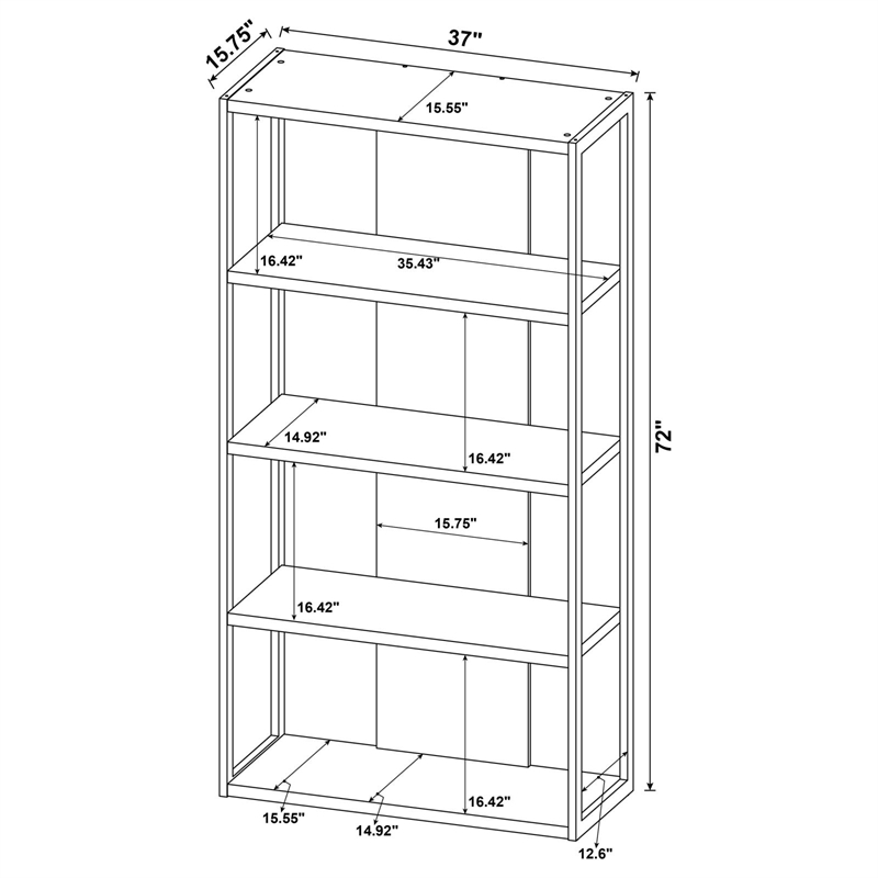 Pemberly Row 72-inch 4-shelf Engineered Wood Bookshelf in Whitewashed Grey