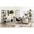 Pemberly Row 72-inch 4-shelf Engineered Wood Bookshelf in Whitewashed Grey