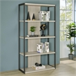 Pemberly Row 72-inch 4-shelf Engineered Wood Bookshelf in Whitewashed Grey