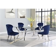 Pemberly Row Velvet Upholstered Dining Side Chair Set in Ink Blue