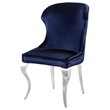 Pemberly Row Velvet Upholstered Dining Side Chair Set in Ink Blue